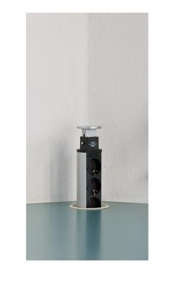 Brennenstuhl Tower Power USB/LAN 1396200023 tafelstopcontact 3-voudig inbouw 2m zwart/zilver