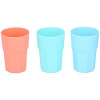 Cuisine Elegance drinkbeker 380 ml 12 cm blauw/oranje 3 stuks - thumbnail