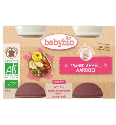 Babybio Dessert appel aardbei 130 gr bio (2 st)