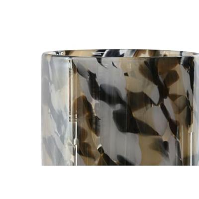 Kaarshouder Home ESPRIT Zwart Crème Kristal 12 x 12 x 11,5 cm