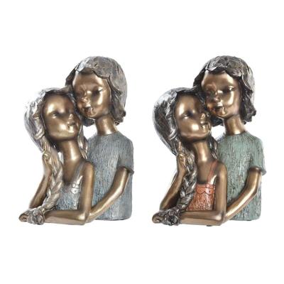 Decoratieve figuren DKD Home Decor 19 x 15 x 28 cm Rood Gouden Turkoois Kinderen (2 Stuks)