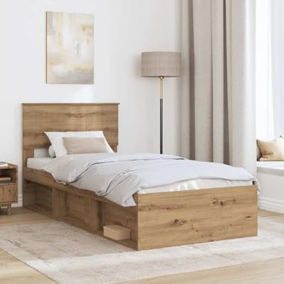 Bedframe Ambachtelijk eiken 90 x 190 cm Massief grenenhout