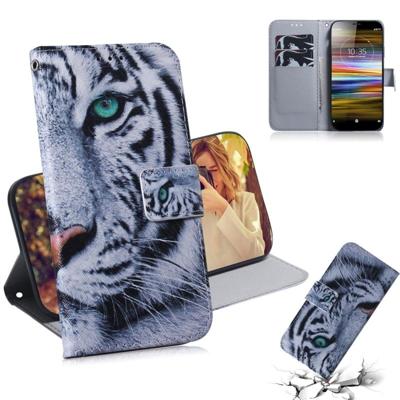 Tijger patroon gekleurde tekening horizontale Flip lederen case voor Sony Xperia L3 met houder & kaartsleuven & portemonnee