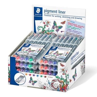 Fineliner staedtler pigment 308 0.3mm 6 st ass Fineliner staedtler pigment 308 0.3mm 6 st ass