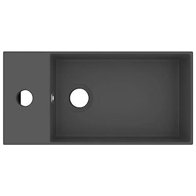 Wastafel met overloop keramiek donkergrijs
