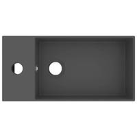 Wastafel met overloop keramiek donkergrijs - thumbnail