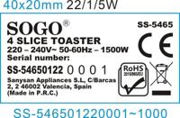 SOGO Human Technology Broodrooster voor 4 sneden Controlelampje, Toastfunctie Rood (metallic) - thumbnail