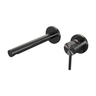 Brauer Gunmetal Carving Inbouw Wastafelmengkraan met Rechte Uitloop en Rozetten Model A1 Gunmetal Geborsteld PVD