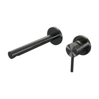 Brauer Gunmetal Carving Inbouw Wastafelmengkraan met Rechte Uitloop en Rozetten Model A1 Gunmetal Geborsteld PVD - thumbnail