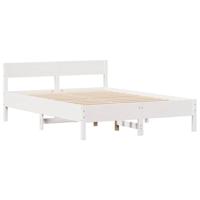 Bedframe zonder matras massief grenenhout wit 150x200 cm - thumbnail