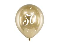 Glossy Ballonnen 50 goud (30cm, 6st) - thumbnail