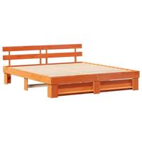 Bedframe met hoofdeinde Bruin Massief grenenhout - thumbnail