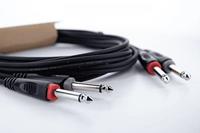 Cordial 14845 Jackplug Audio Aansluitkabel [2x Jackplug male 6,3 mm (mono) - 2x Jackplug male 6,3 mm (mono)] 3 m Zwart PVC-mantel, Tweelingkabel - thumbnail