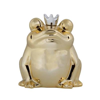 Goudkleurige Spaarpot Kikker met Kroon (13,7 cm)