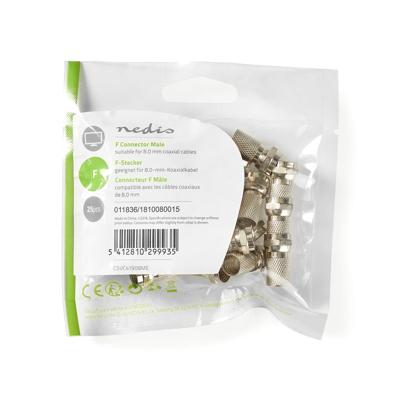 F-connector | Mannelijk | Voor 7,5mm-coaxkabels | 25 stuks | Metaal