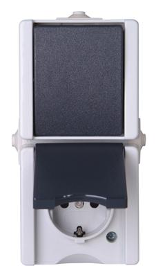 Kopp 139356003 proAQA Compleet Schakel-/stopcontact combinatie spatwaterdicht Grijs 1 stuks 1 stuk(s)