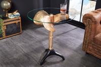 Handgemaakte bijzettafel OCEAN 75cm goud zwart glazen blad metaal maritiem rond - 42725 - thumbnail