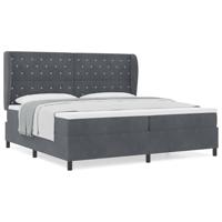 Boxspring bed met matras Donkergrijs 200 x 200 cm Fluweel - thumbnail
