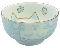 Blauw/Witte Kom - Kawaii Cat Collectie - 300ml - 12.7 x 7cm - thumbnail