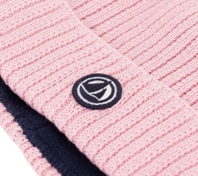 Gebreide kindermuts met fleecevoering PETIT BATEAU rozen