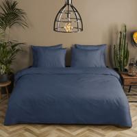 HIP Dekbedovertrek "uni dessin" - Blauw - (200x200/220 cm) - Katoen Satijn - thumbnail