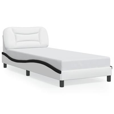 Bedframe met LED-verlichting kunstleer wit en zwart 90x190 cm