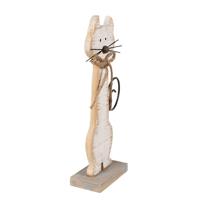 Clayre & Eef Decoratie Beeld Kat 38 cm Wit Hout - thumbnail