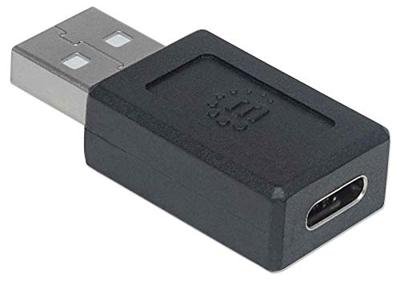 Manhattan USB 2.0 Adapter [1x USB-A 2.0 stekker - 1x USB-C bus] Adapter Stekker past op beide manieren