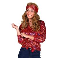 Dames disco blouse rood - thumbnail