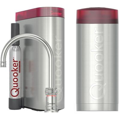 Quooker Classic Nordic Round Kokendwaterkraan Single Tap Set - Kokend Water - RVS - Inclusief COMBI+ Reservoir & CUBE - Direct Gekoeld Bruisend Water