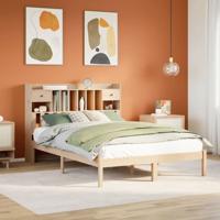 Bed met boekenkast zonder matras massief grenenhout 140x200 cm - thumbnail