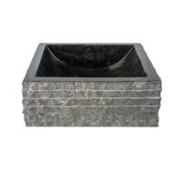 Waskom BWS Stone Vierkant 40x40x15 cm Natuursteen Zwart - thumbnail