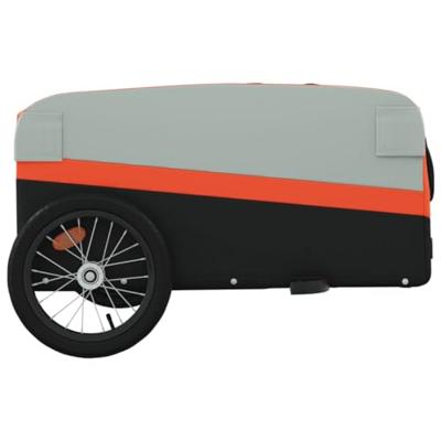 VidaXL Fietstrailer 45 kg ijzer zwart en oranje VidaXL Fietstrailer 45 kg ijzer zwart en oranje