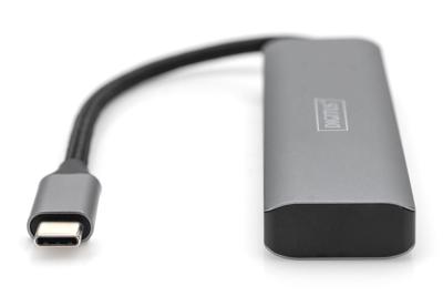 Digitus DA-70245 DA-70245 USB-hub 4 poorten USB-A USB 3.2 Gen2 10 GBit/s Met aluminium behuizing Donkergrijs