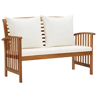 2-delige Loungeset met kussens massief acaciahout - thumbnail