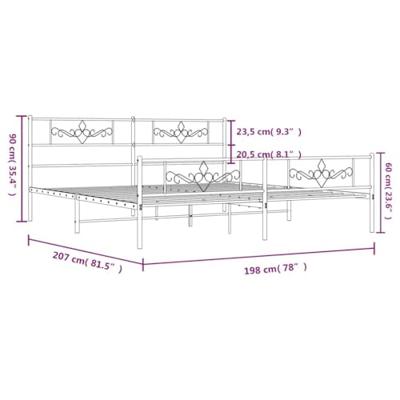 Bedframe met hoofd- en voeteneinde metaal wit 193x203 cm