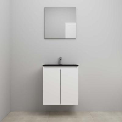 On-Line Badkamermeubelset - 60 cm - Voorgemonteerd - Greeploze Ladestructuur - Acryl Wastafel - 1 Kraangat - Spiegel - Mat Wit