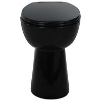 VidaXL Randloos toilet 7 cm verhoogde hoogte soft-close keramiek zwart - thumbnail