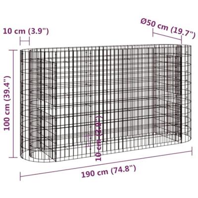 Gabion plantenbak verhoogd 190x50x100 cm gegalvaniseerd ijzer Gabion plantenbak verhoogd 190x50x100 cm gegalvaniseerd ijzer