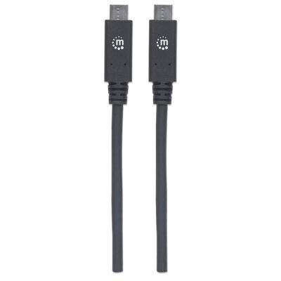 Manhattan USB-kabel USB 3.2 Gen1 USB-C stekker, USB-C stekker 1.00 m Zwart Stekker past op beide manieren 355223