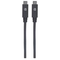 Manhattan 355223 USB-kabel USB 3.2 Gen1 (USB 3.0 / USB 3.1 Gen1) USB-C stekker, USB-C stekker 1.00 m Zwart Stekker past op beide manieren - thumbnail