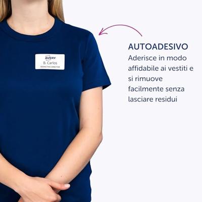 Naambadge etiket Avery L4785-20 80x50mm 200 etiketten | 5 stuks