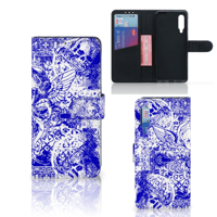 Telefoonhoesje met Naam Xiaomi Mi 9 Angel Skull Blauw - thumbnail