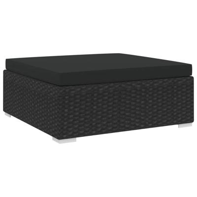 Voetensteun met kussen sectioneel Poly Rattan zwart