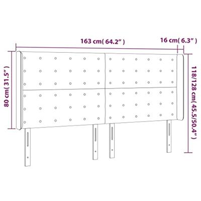 Hoofdbord met randen 163x16x118/128 cm stof donkerbruin