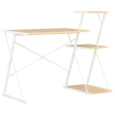VidaXL Bureau met schap 116x50x93 cm wit en eikenkleurig