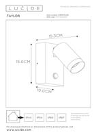 Lucide TAYLOR - Wandspot / Wandlamp Binnen/Buiten - 1xGU10 - IP54 - Bewegingssensor - Zwart - thumbnail