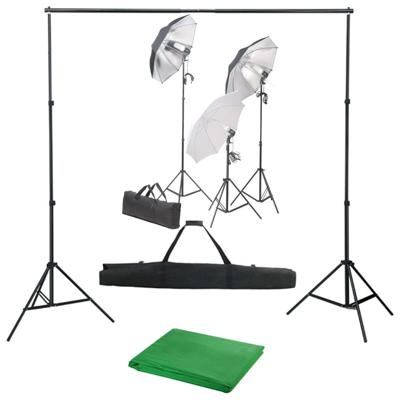 Fotostudioset met verlichtingsset en achtergrond