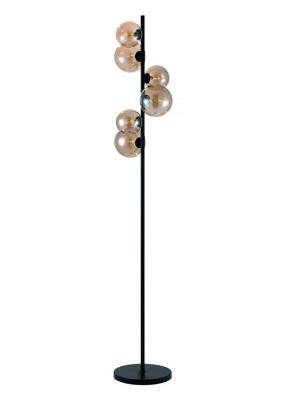 Freelight Vloerlamp Calcio 6 lichts H 170 cm excl. 6x G9 LED amber glas zwart