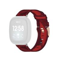 By Qubix - Compatible met Fitbit Versa 3/4 & Sense 1/2 Canvas nylon bandje - Rood - Compatible fitbit bandje - thumbnail